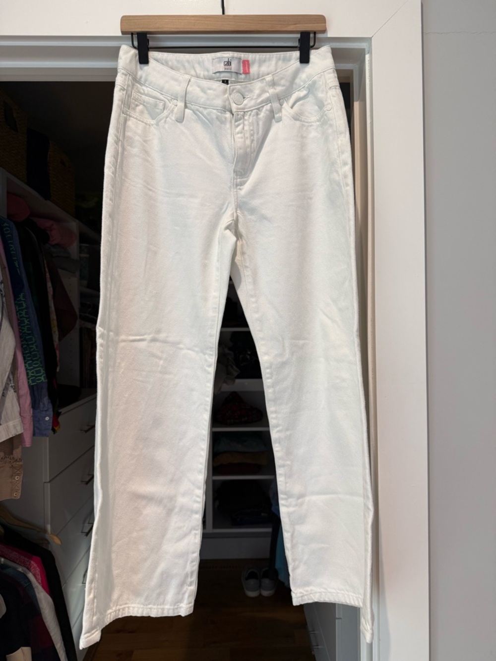 CAbi white wide-leg Ashbury jeans